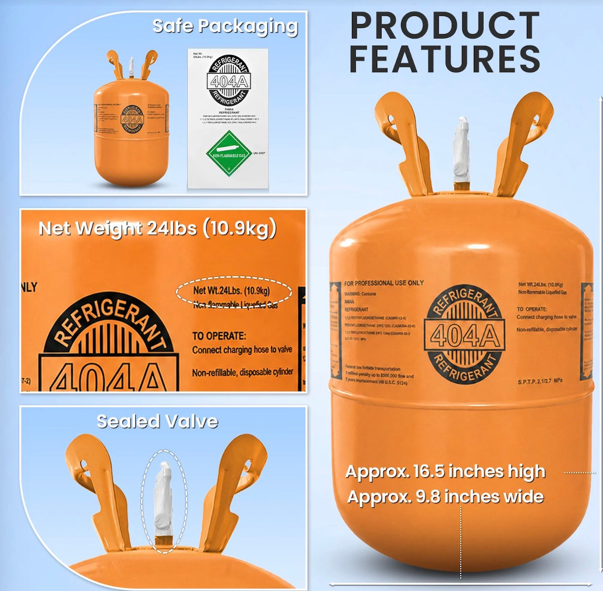 R404A compatible HVAC and refrigeration equipment