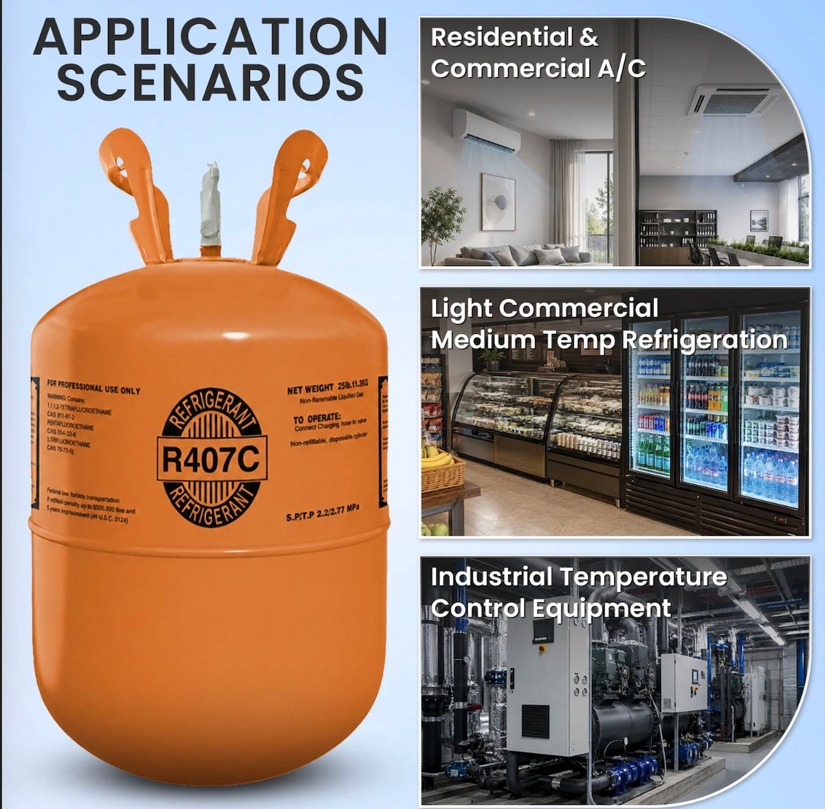 R407C refrigerant cylinder